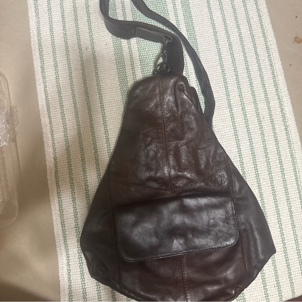 Dark Brown Leather Sling Bag